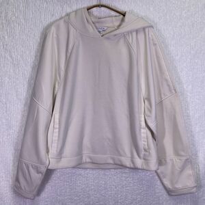 Athleta White Get Set Hoodie Raglan Long Sleeve Pullover Sweatshirt Medium